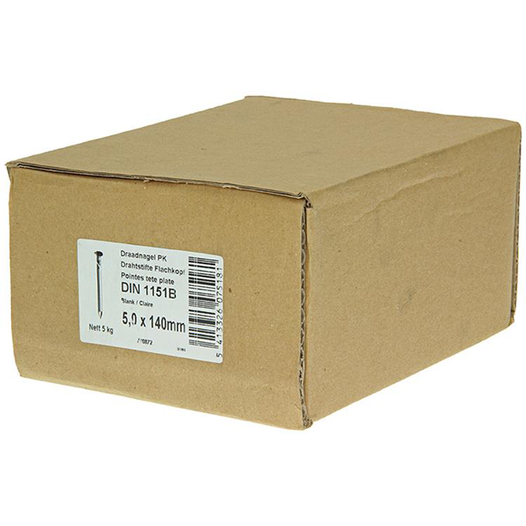 1015656 - doos 5 kg. nagels platte kop 5,0x140 mm | 3 stuks