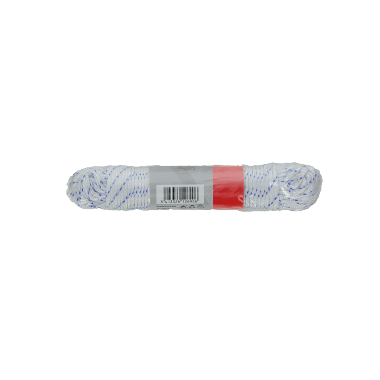 Mack 1014930 - pp gevlochten wit blauw streng2mm 20m | 5 stuks