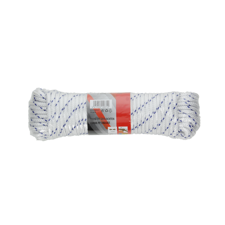 Mack 1013976 - pp gevlochten wit blauw streng6mm 20m | 5 stuks