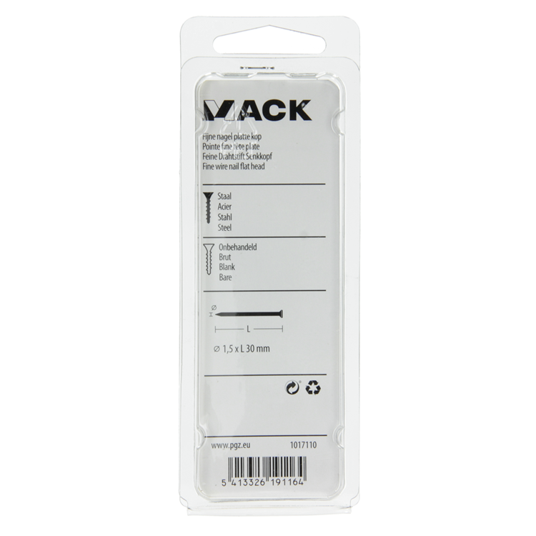 Mack 1017110 - fijne nagel platte kop 85 gr 1,5 x 30 mm | 5 stuks
