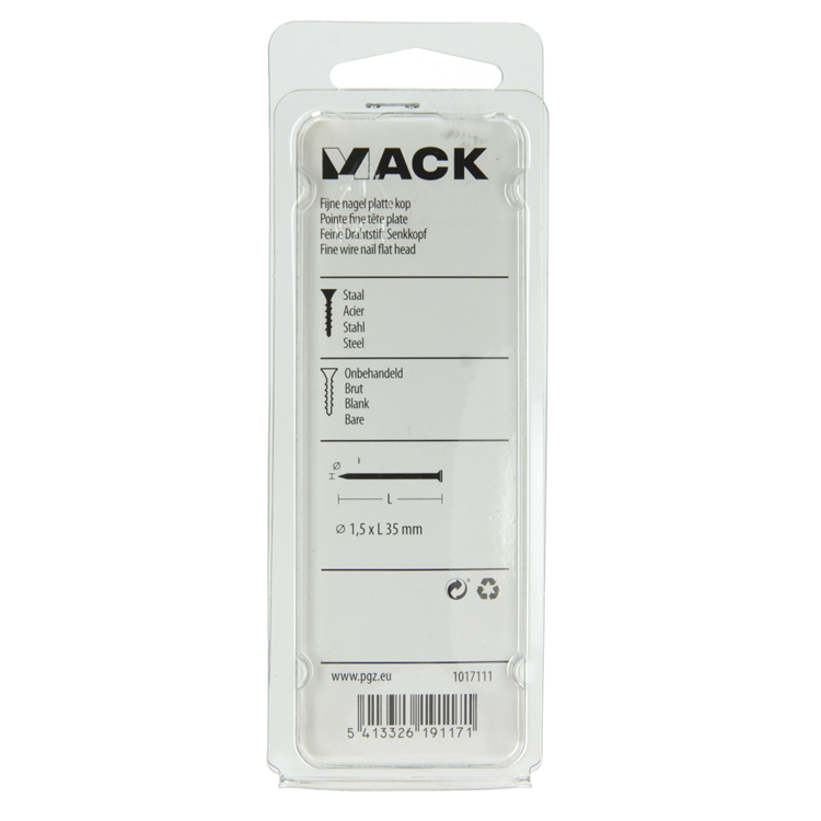 Mack 1017111 - fijne nagel platte kop 85 gr 1,5 x 35 mm | 5 stuks