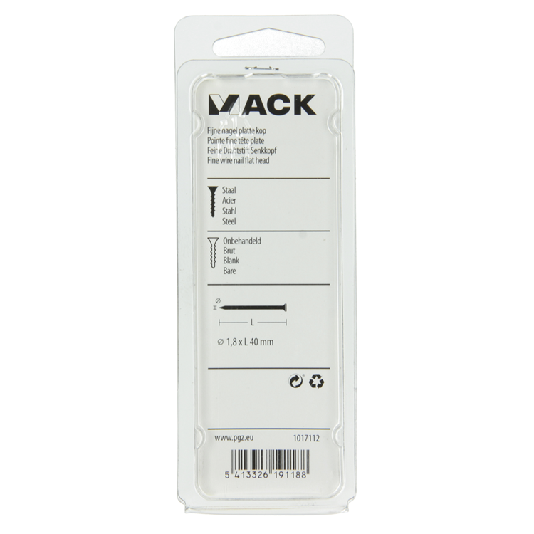 Mack 1017112 - fijne nagel platte kop 85 gr 1,8 x 40 mm | 5 stuks