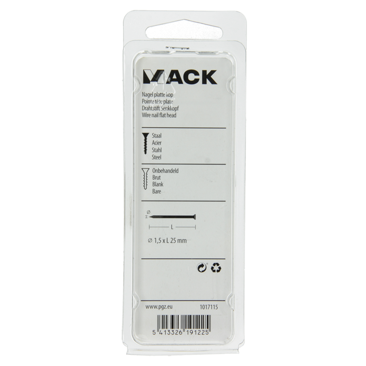 Mack 1017115 - nagel platte kop 100 gr 1,5 x 25 mm | 5 stuks