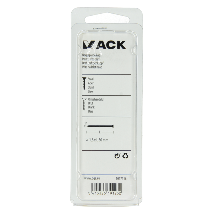 Mack 1017116 - nagel platte kop 100 gr 1,8 x 30 mm | 5 stuks