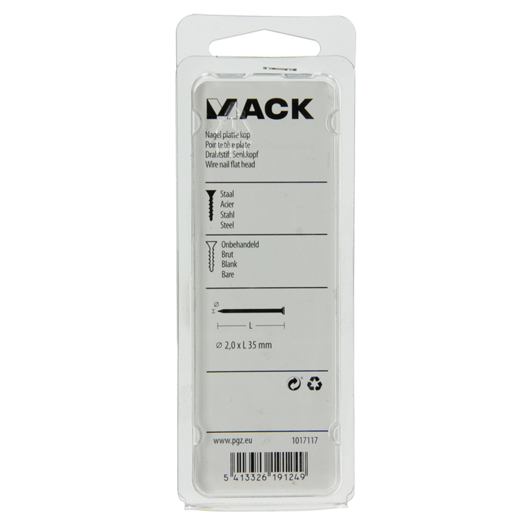 Mack 1017117 - nagel platte kop 100 gr 2,0 x 35 mm | 5 stuks