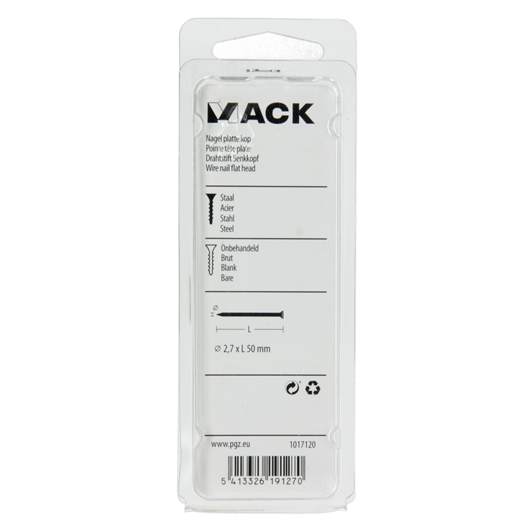 Mack 1017120 - nagel platte kop 100 gr 2,7 x 50 mm | 5 stuks