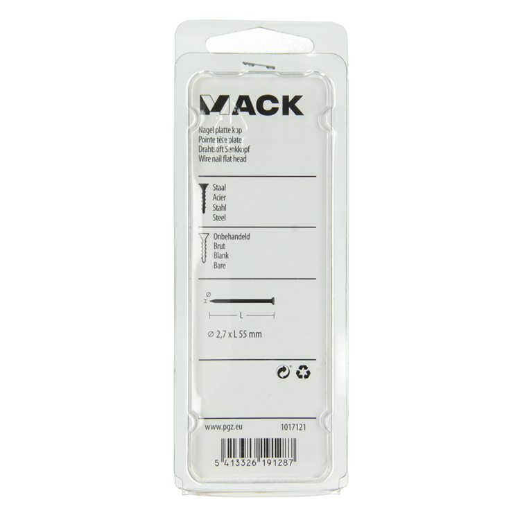 Mack 1017121 - nagel platte kop 120 gr 2,7 x 55 mm | 5 stuks