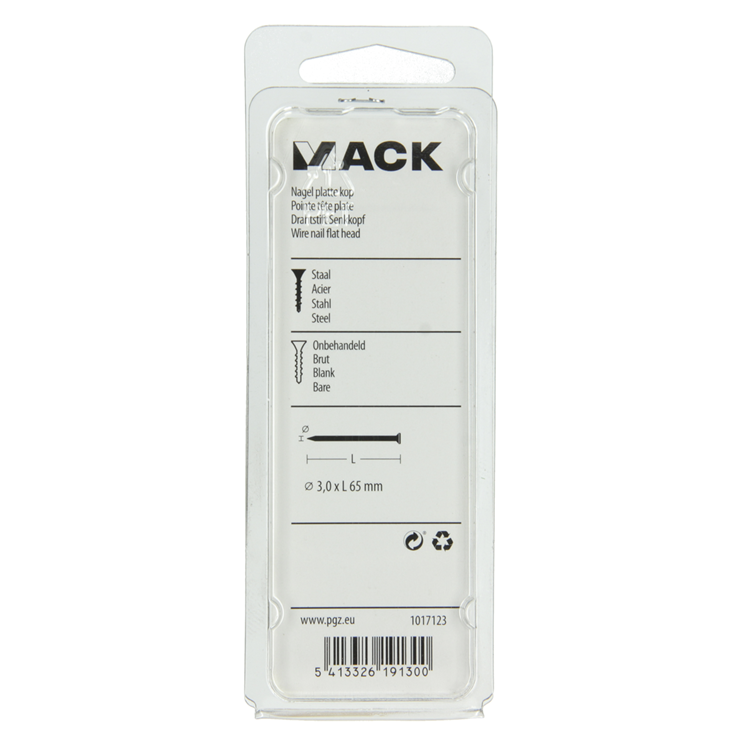Mack 1017123 - nagel platte kop 130 gr 3,0 x 65 mm | 5 stuks
