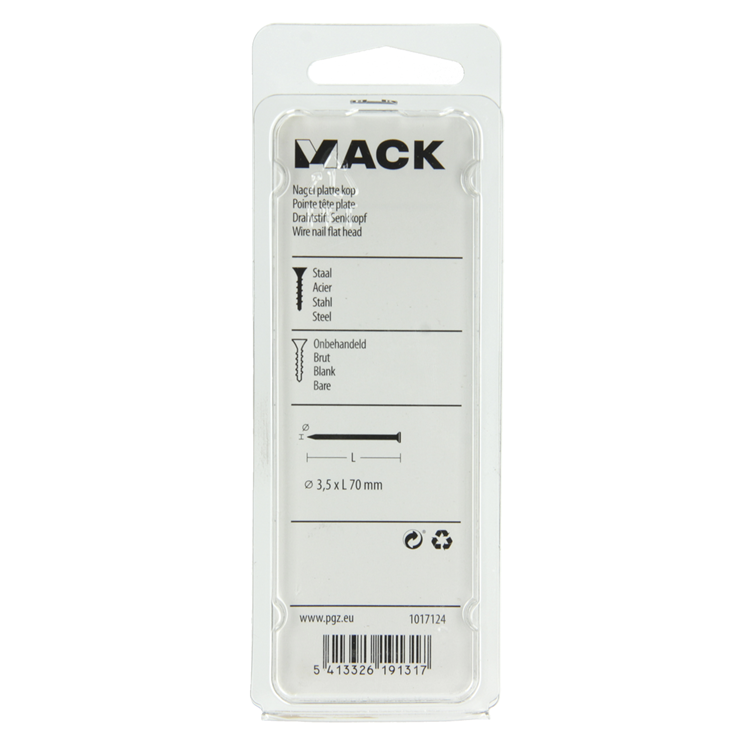 Mack 1017124 - nagel platte kop 150 gr 3,5 x 70 mm | 5 stuks