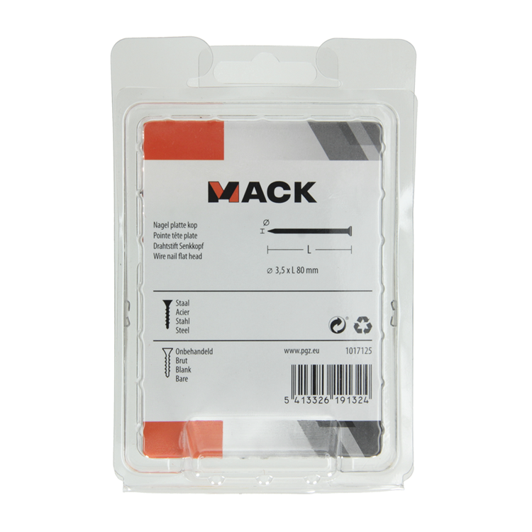Mack 1017125 - nagel platte kop 180 gr 3,5 x 80 mm | 5 stuks