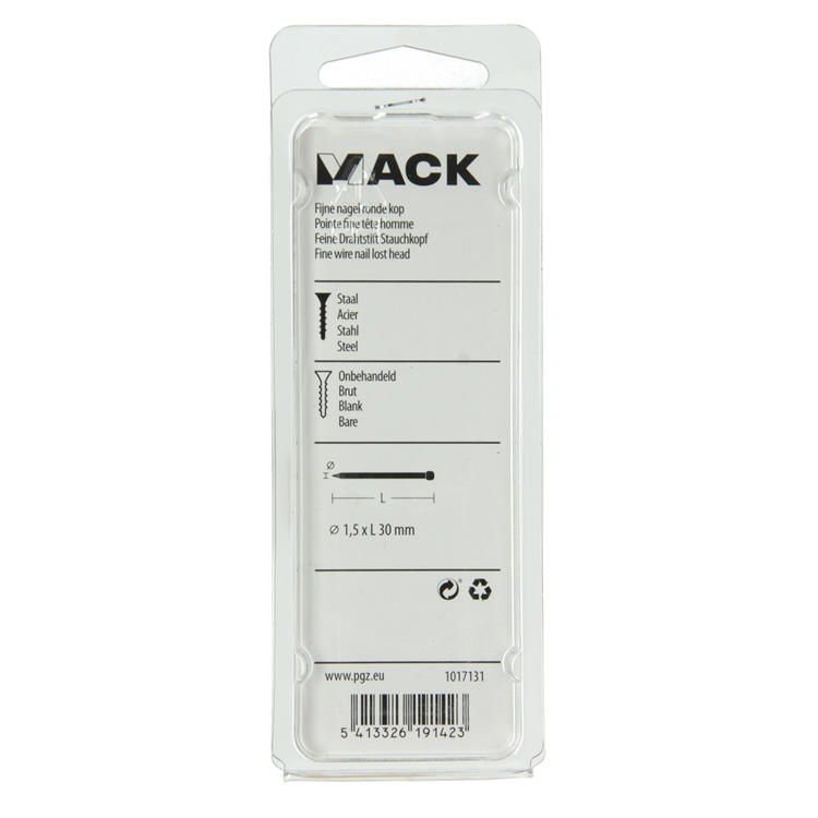 Mack 1017131 - fijne nagel ronde kop 85 gr 1,5 x 30 mm | 5 stuks