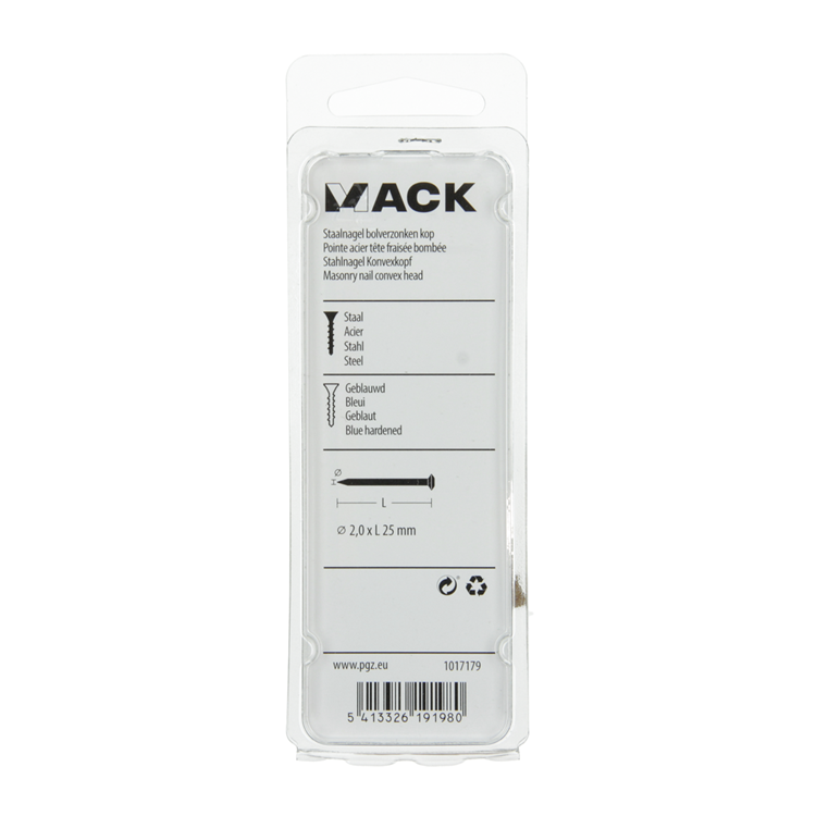 Mack 1017179 - staalnagel bvk staal geblauwd 40 gr 2,0 x 25 mm | 10 stuks