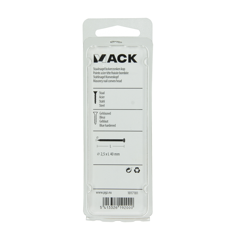 Mack 1017181 - staalnagel bvk staal geblauwd 45 gr 2,5 x 40 mm | 10 stuks