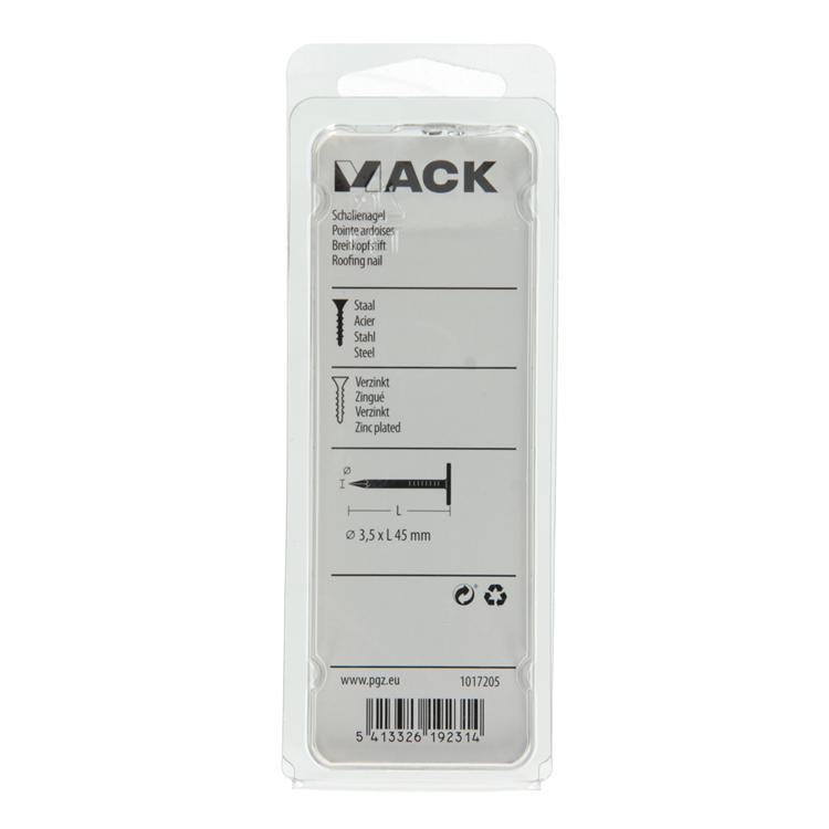 Mack 1017205 - schalienagel staal verzinkt 100 gr 3,5 x 45 mm | 5 stuks