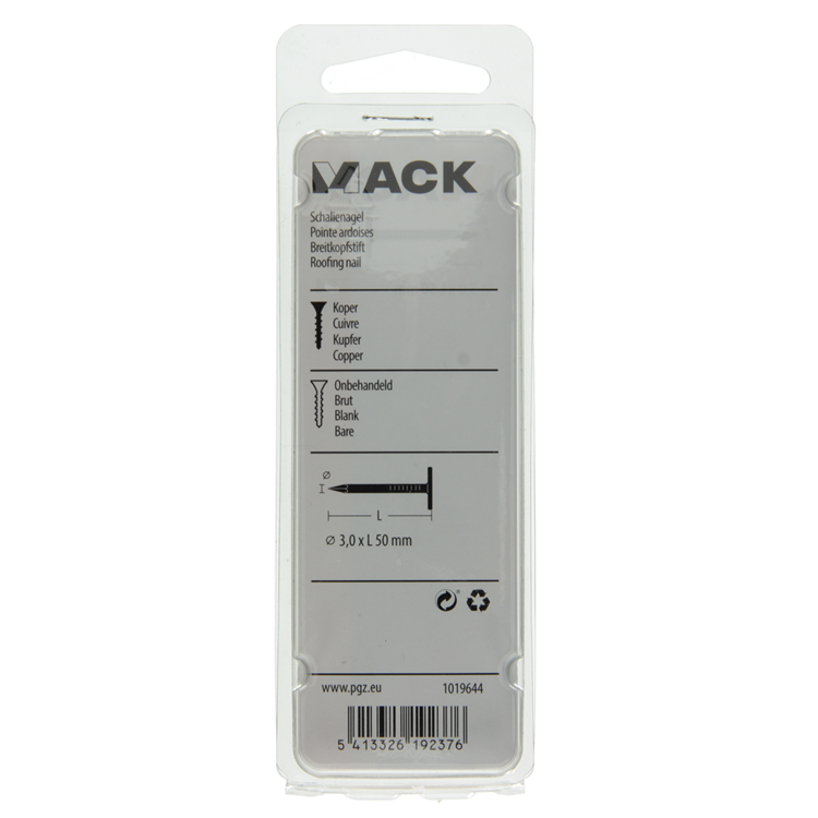 Mack 1019644 - schalienagel koper 30 gr 3,0 x 50mm | 10 stuks