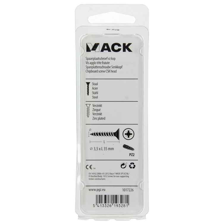 Mack 1017226 - spaanplaatschroef vz kop geelverz.24 st 3,5 x 35 mm | 10 stuks