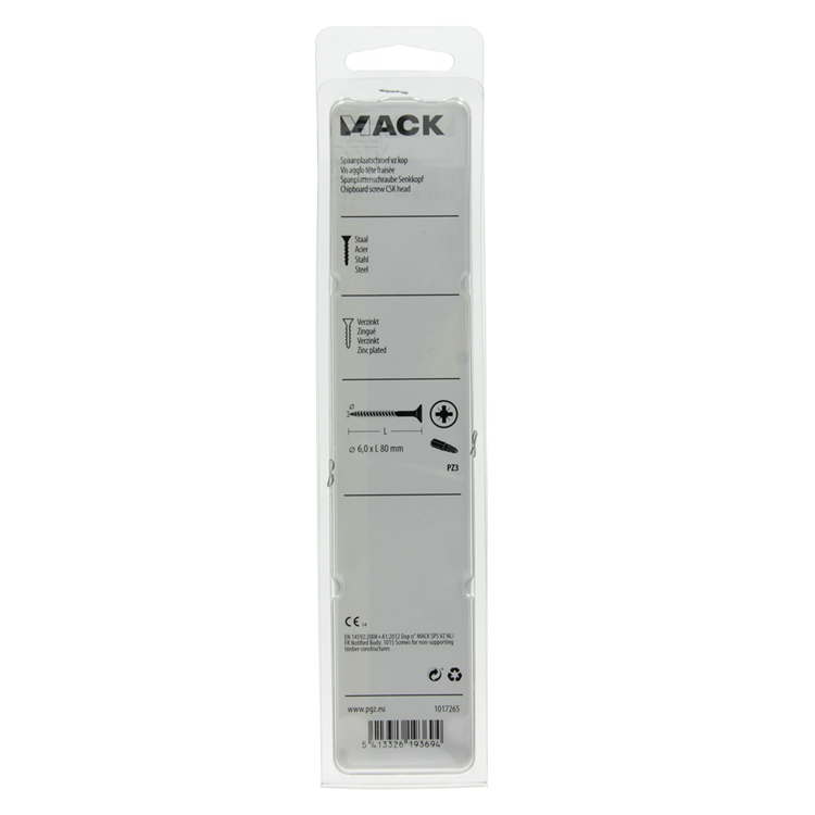 Mack 1017265 - spaanplaatschroef vz kop geelverz. 5 st 6,0 x 80 mm | 5 stuks