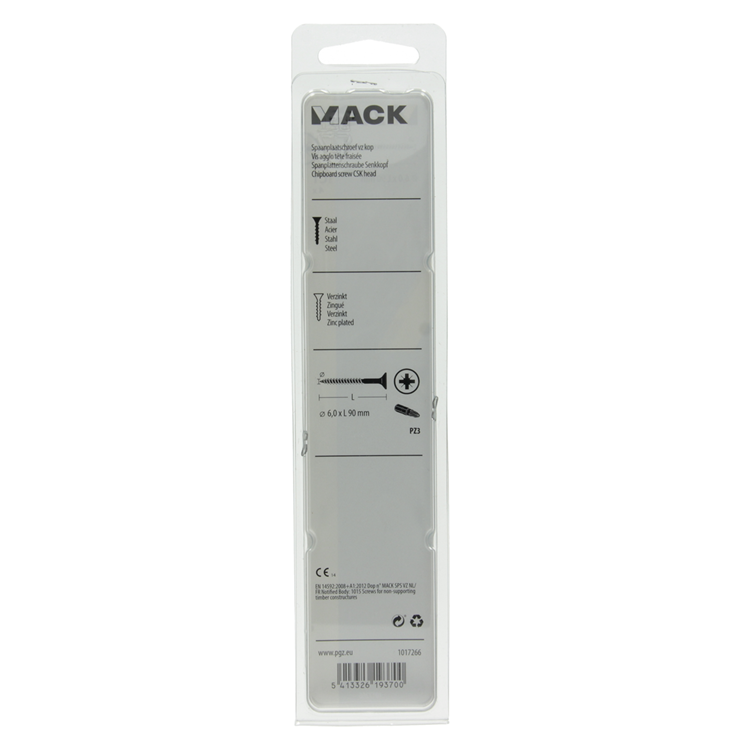 Mack 1017266 - spaanplaatschroef vz kop geelverz. 4 st 6,0 x 90 mm | 5 stuks