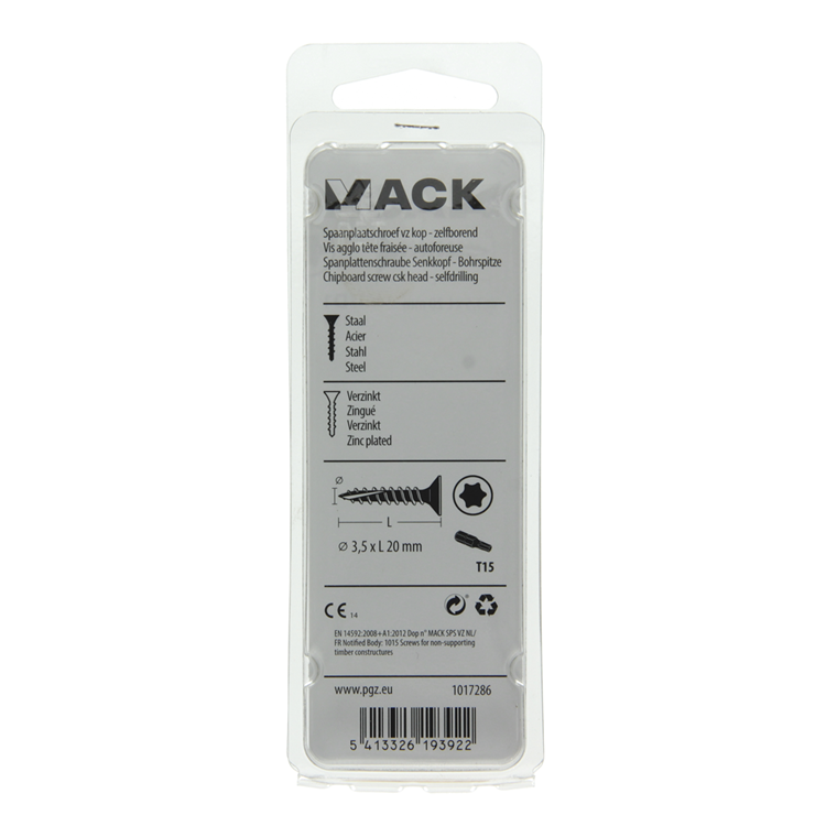 Mack 1017286 - spaanplschr.vzkop-zelfb. geelverz. 35 st 3,5 x 20 mm | 10 stuks
