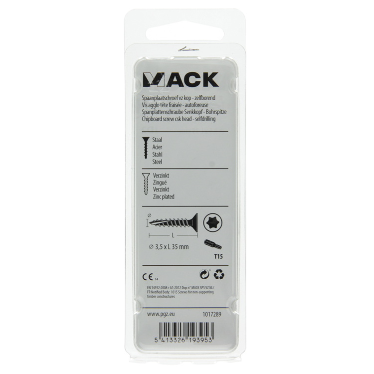 Mack 1017289 - spaanplschr.vzkop-zelfb. geelverz .24 st 3,5 x 35 mm | 10 stuks