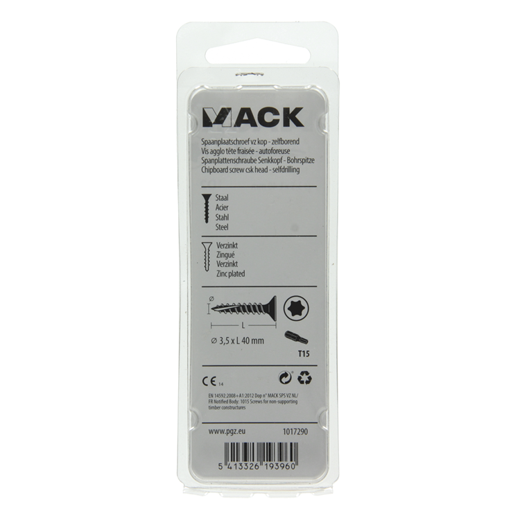 Mack 1017290 - spaanplschr.vzkop-zelfb. geelverz .22 st 3,5 x 40 mm | 10 stuks
