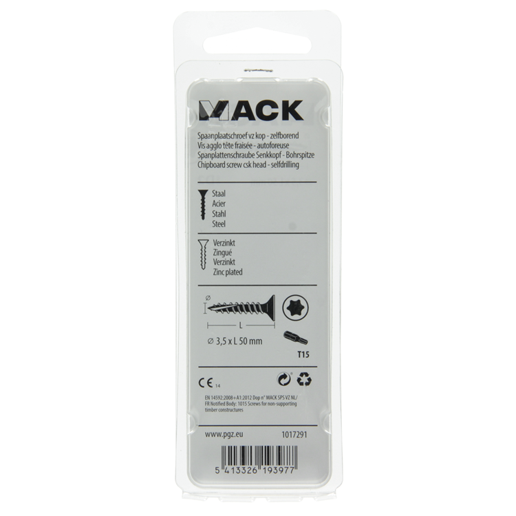 Mack 1017291 - spaanplschr.vzkop-zelfb. geelverz. 14 st 3,5 x 50 mm | 10 stuks