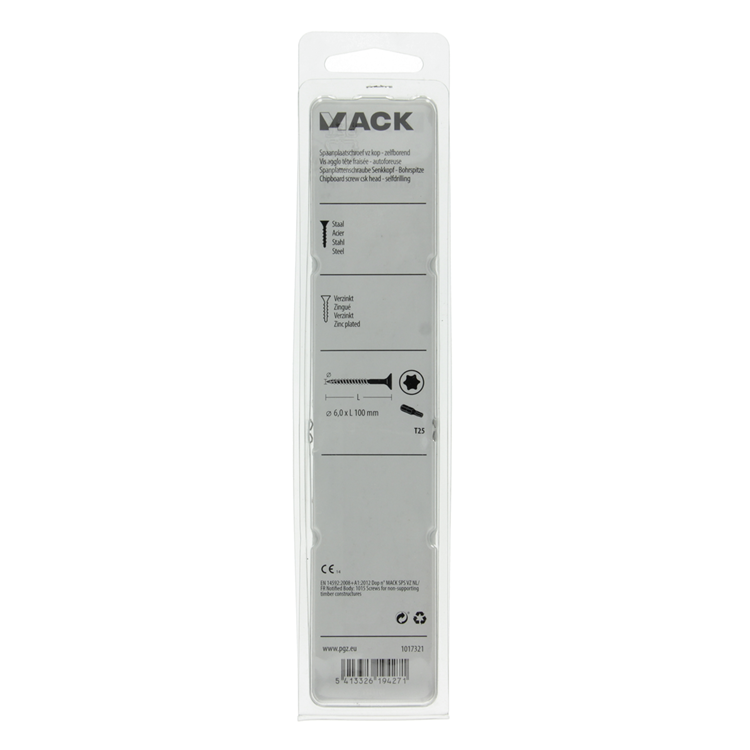Mack 1017321 - spaanplschr.vzkop-zelfb. geelverz. 4 st 6,0 x 100 mm | 5 stuks