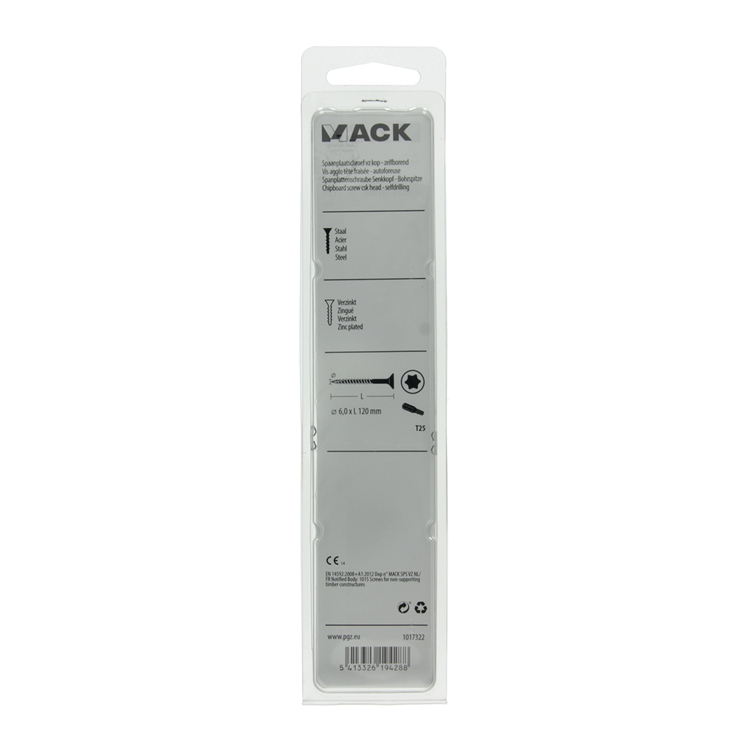Mack 1017322 - spaanplschr.vzkop-zelfb. geelverz. 4 st 6,0 x 120 mm | 5 stuks