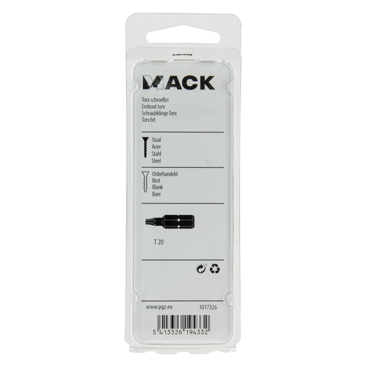 Mack 1017326 - torx schroefbit staal onbehandeld 2 st t 20 | 10 stuks