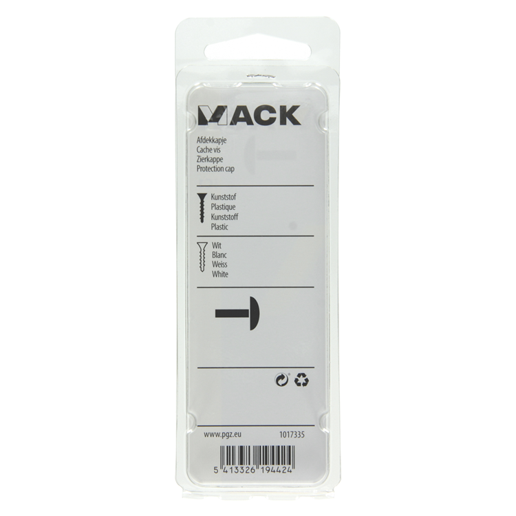 Mack 1017335 - afdekkapje kunststof wit 40st | 10 stuks