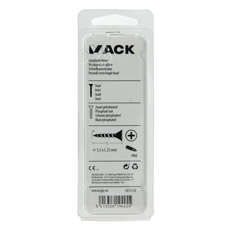 Mack 1017338 - gipsplaatschroef zwart gefosf. 30 st 3,5 x 25 mm | 10 stuks