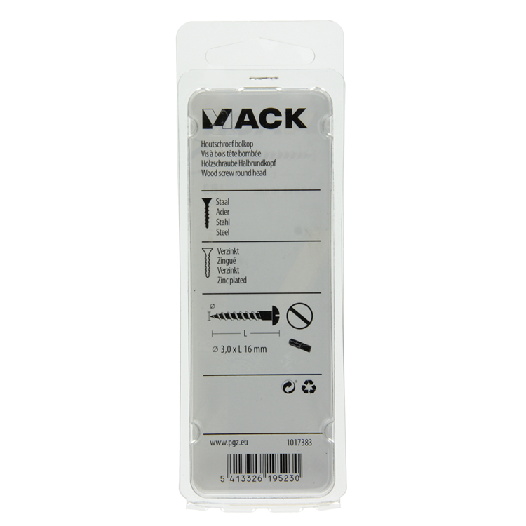 Mack 1017383 - houtschroef bolkop zwart verzinkt 20 st 3,0 x 16 mm | 10 stuks