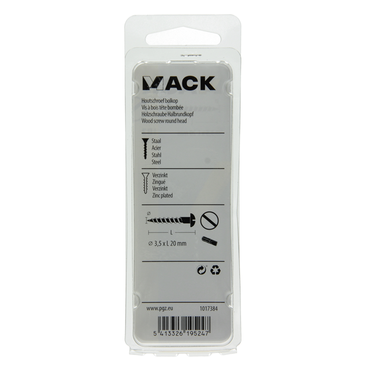 Mack 1017384 - houtschroef bolkop zwart verzinkt 15 st 3,5 x 20 mm | 10 stuks