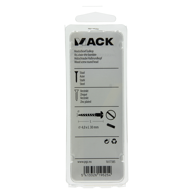 Mack 1017385 - houtschroef bolkop zwart verzinkt 10 st 4,0 x 30 mm | 10 stuks