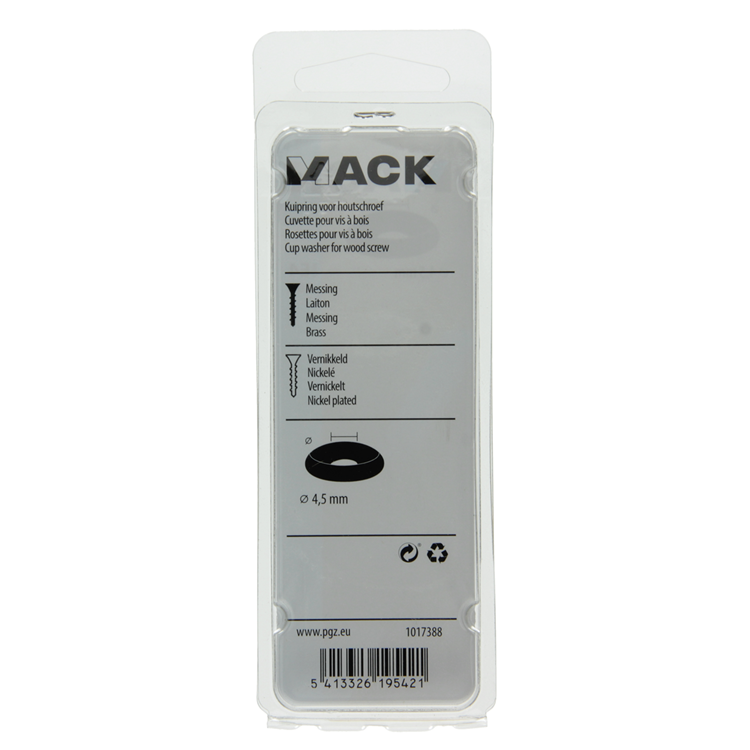 Mack 1017388 - kuipring vr houtschroef mess. vern. 10st 4,5 mm | 10 stuks