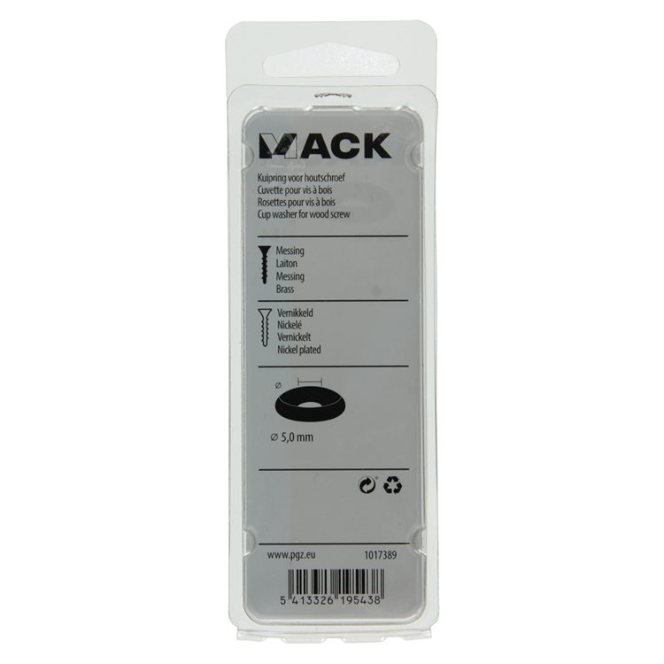 Mack 1017389 - kuipring vr houtschroef mess. vern. 8st 5,0 mm | 10 stuks