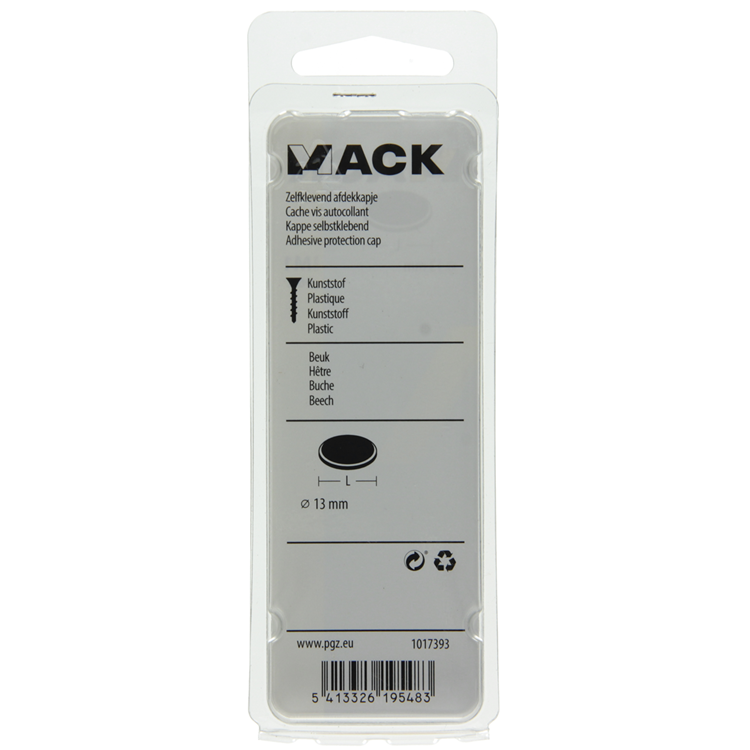 Mack 1017393 - zelfklevend afdekkapje kunst.beuk 96st 13 mm | 10 stuks