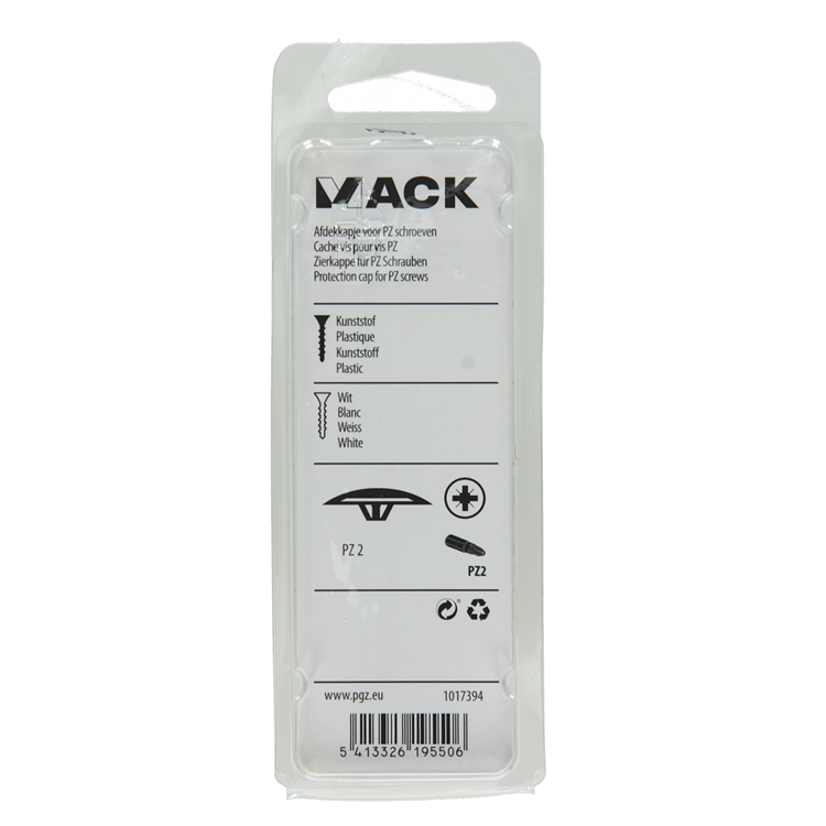 Mack 1017394 - afdekkapje vr pz schr.kunstst.wit 40 st pz 2 | 10 stuks