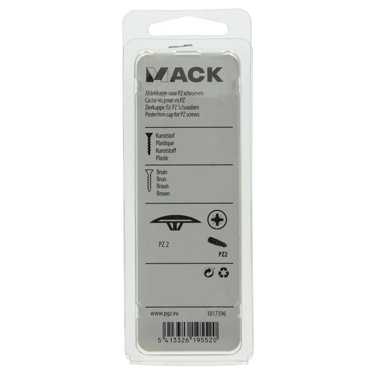 Mack 1017396 - afdekkapje vr pz schr.kunst. bruin 40 st pz 2 | 10 stuks