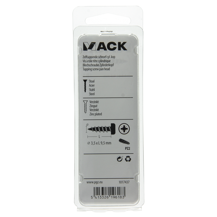 Mack 1017437 - zelftappende schroef cyl kop verz. 30st 3,5 x 9,5 mm | 10 stuks