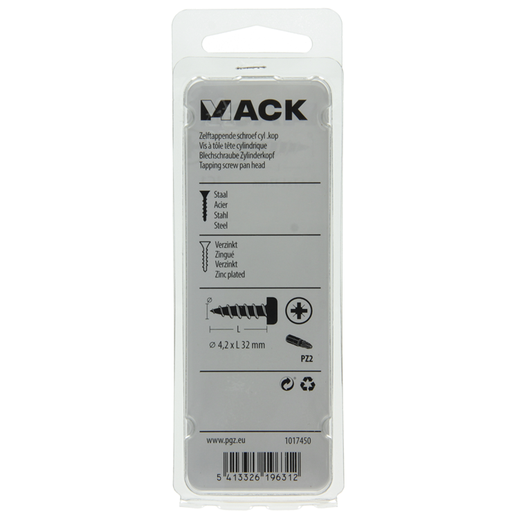 Mack 1017450 - zelftappende schroef cyl kop verz. 13st 4,2 x 32 mm | 10 stuks