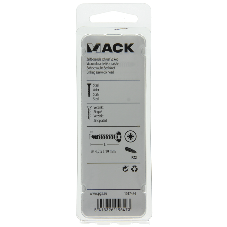 Mack 1017464 - zelfborende schroef vz kop verz. 26 st 4,2 x 19 mm | 10 stuks