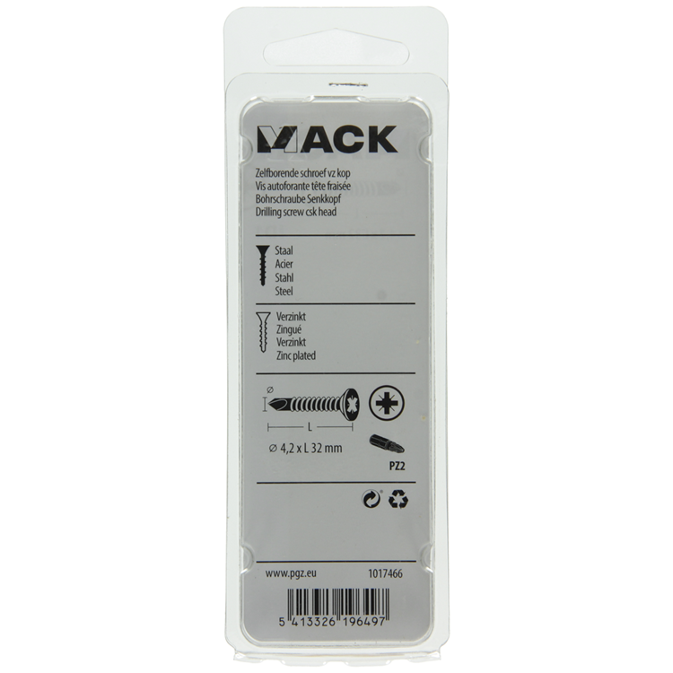 Mack 1017466 - zelfborende schroef vz kop verz. 21 st 4,2 x 32 mm | 10 stuks