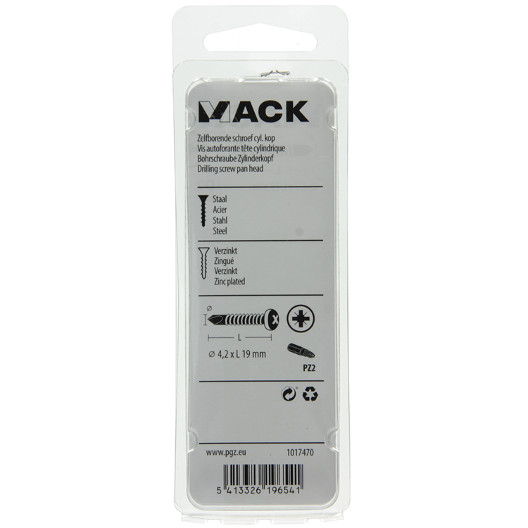 Mack 1017470 - zelfborende schroef cyl. kop verz. 26st 4,2 x 19 mm | 10 stuks