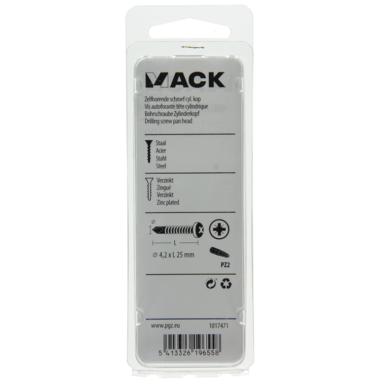 Mack 1017471 - zelfborende schroef cyl. kop verz. 24st 4,2 x 25 mm | 10 stuks