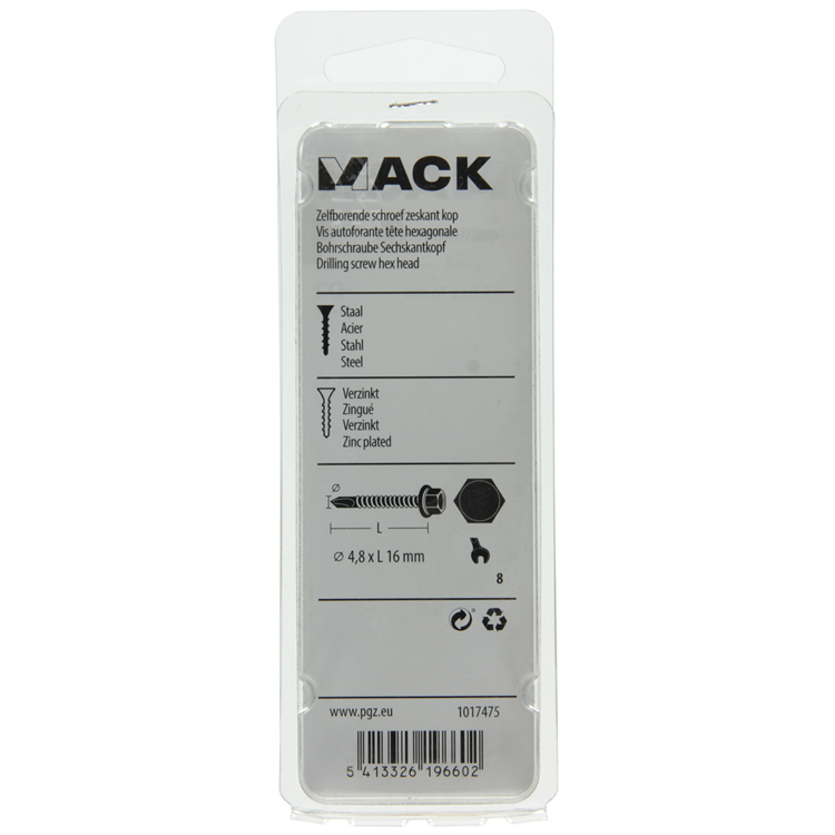 Mack 1017475 - zelfborende schroef zesk.kop verz. 24st 4,8 x 16 mm | 10 stuks