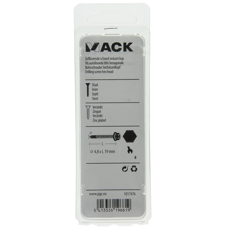 Mack 1017476 - zelfborende schroef zesk.kop verz. 22st 4,8 x 19 mm | 10 stuks