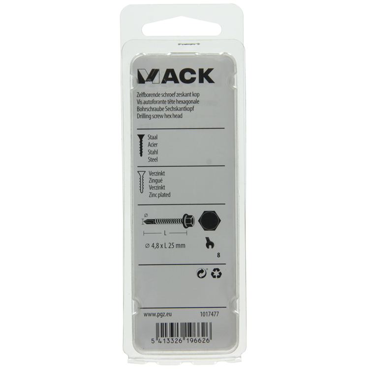 Mack 1017477 - zelfborende schroef zesk.kop verz. 20st 4,8 x 25 mm | 10 stuks
