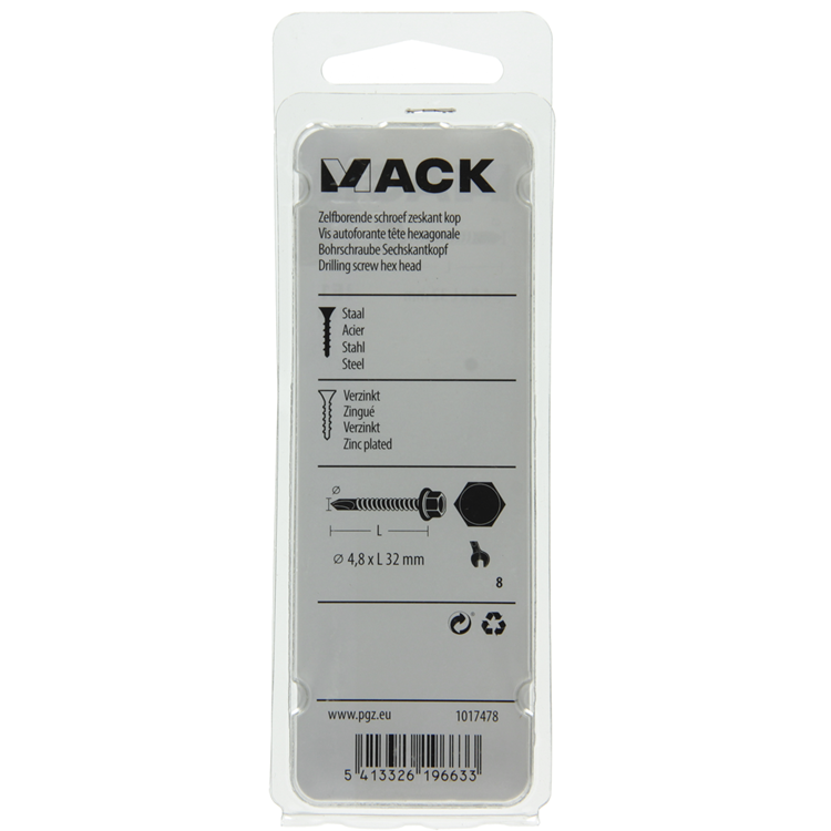 Mack 1017478 - zelfborende schroef zesk.kop verz. 18st 4,8 x 32 mm | 5 stuks