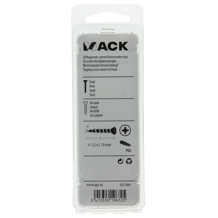 Mack 1017484 - zelftappende schroef bvk verz.22 st 3,5 x 19 mm | 10 stuks